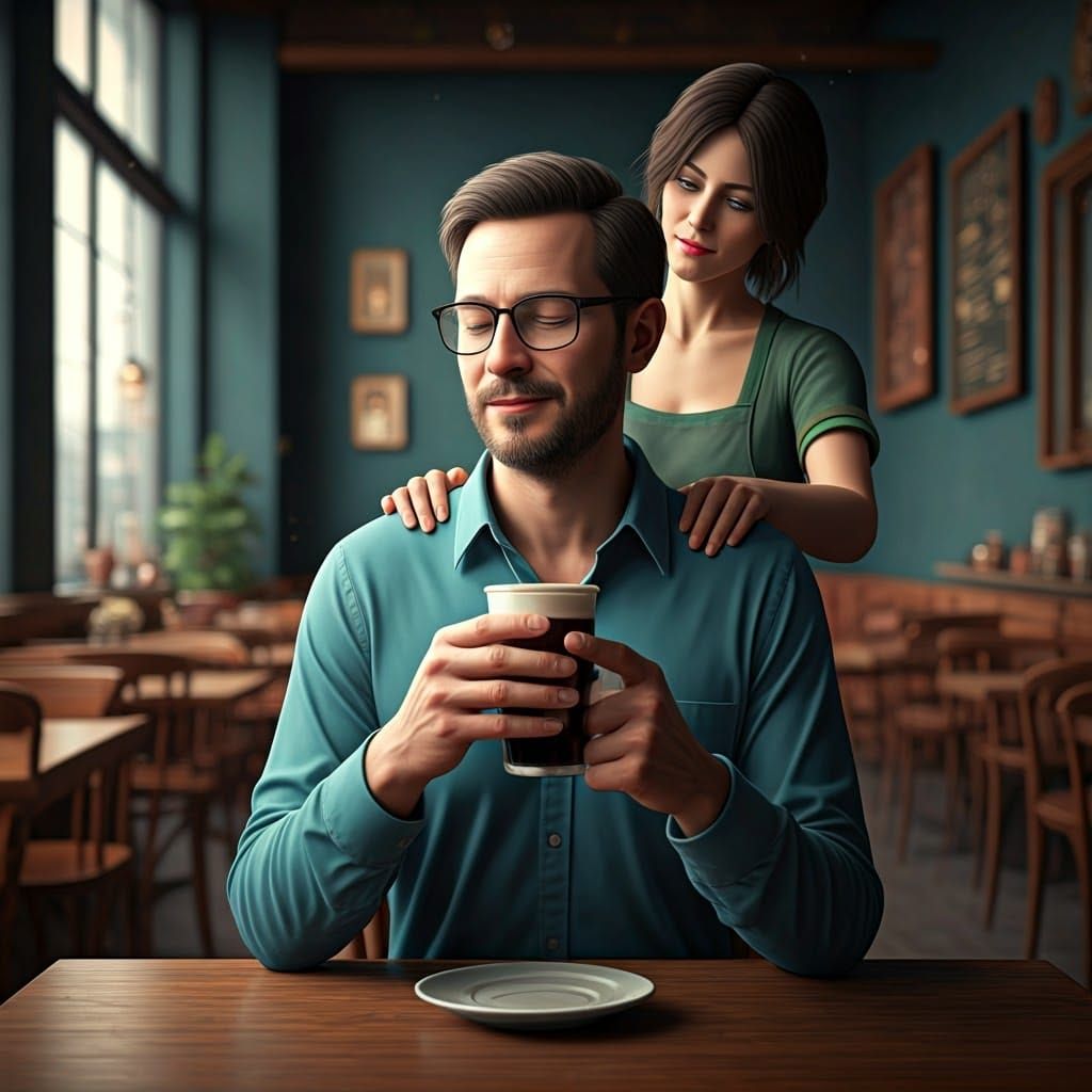 Blissful Coffee Fantasy in a Hipster Cafe