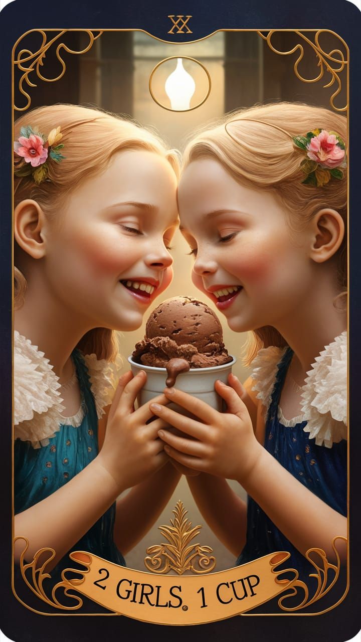 Tarot Card: Girls Sharing Ice Cream, Fantasy Realism