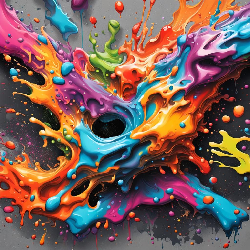 Colorful Graffiti Art in Polychromatic Style