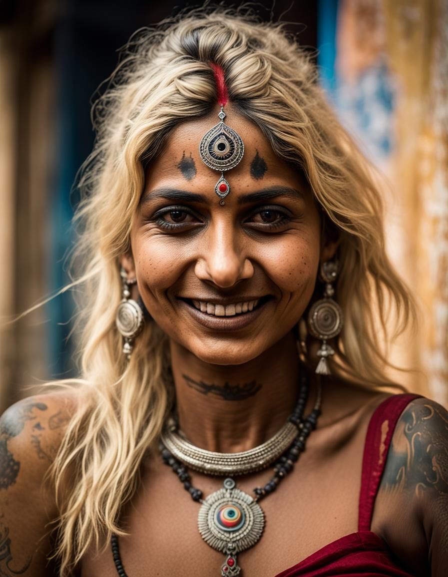 Stunning Indian Woman Portrait in Varanasi, Photorealistic S...