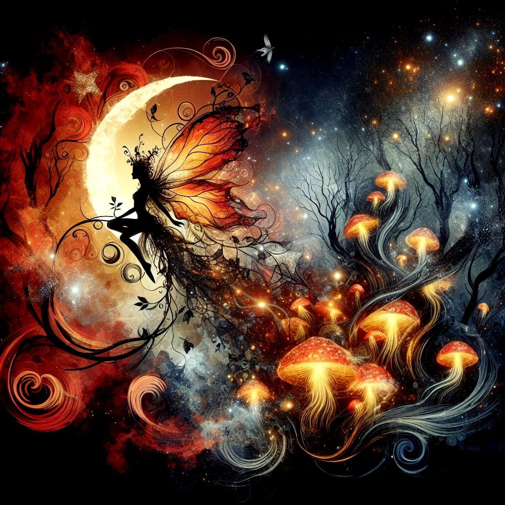 Ethereal Fairy in Mystical Forest: Digital Splash Art