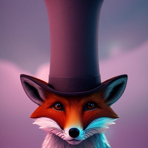 Fox in Top Hat: Detailed Fantasy Concept Art