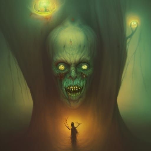 Mysterious Bogeyman in Rococo Horror Style