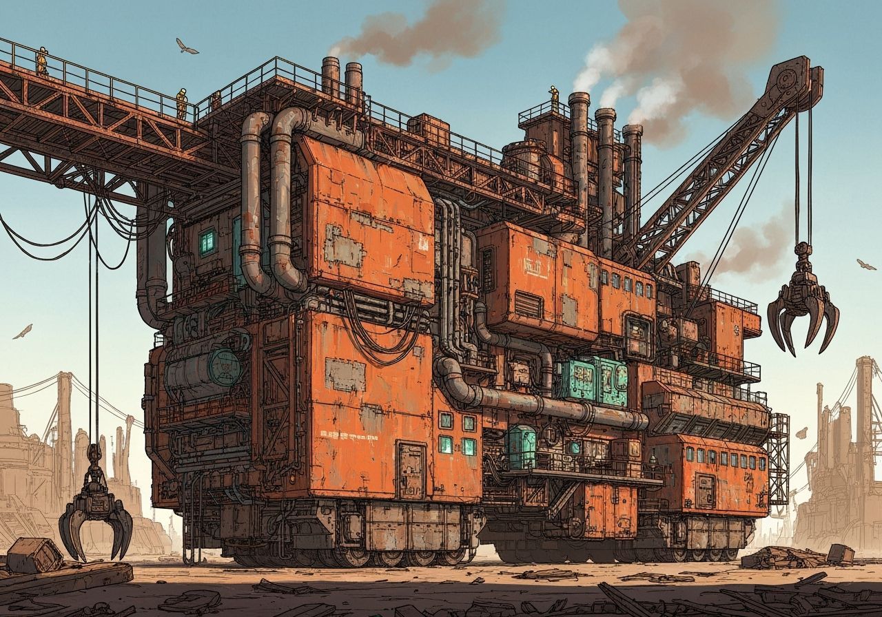 Gritty Industrial Salvage Platform Illustration