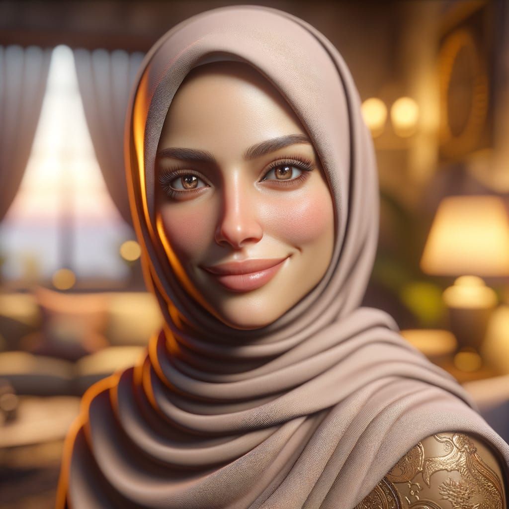 Egyptian Woman in Traditional Hijab, Realistic Portrait with...