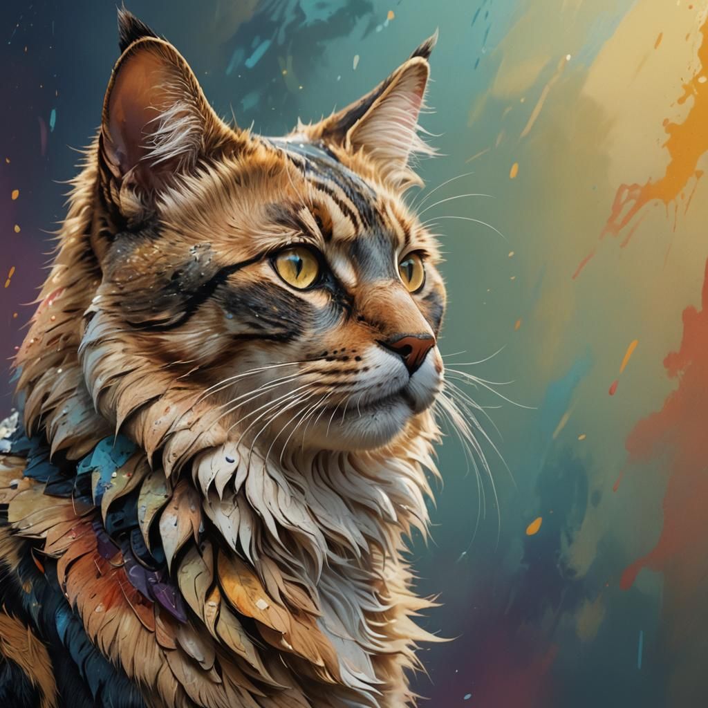 Hyperrealistic Cat Shepherd in Colorful Concept Art