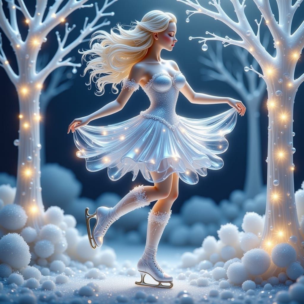 Crystal Glass Figurine Dancer in Winter Wonderland