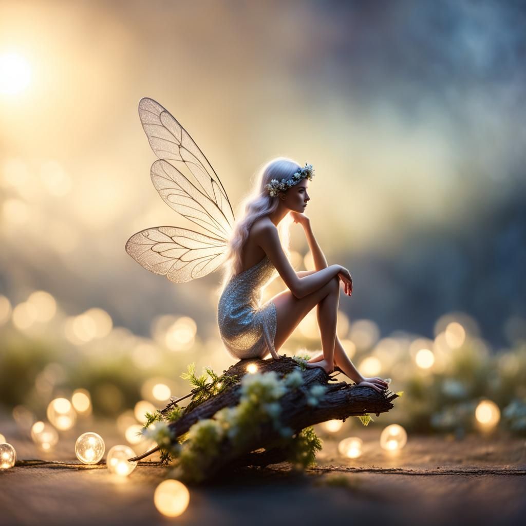 Enchanting Fairy Under Moonlight in Detailed Digital Art