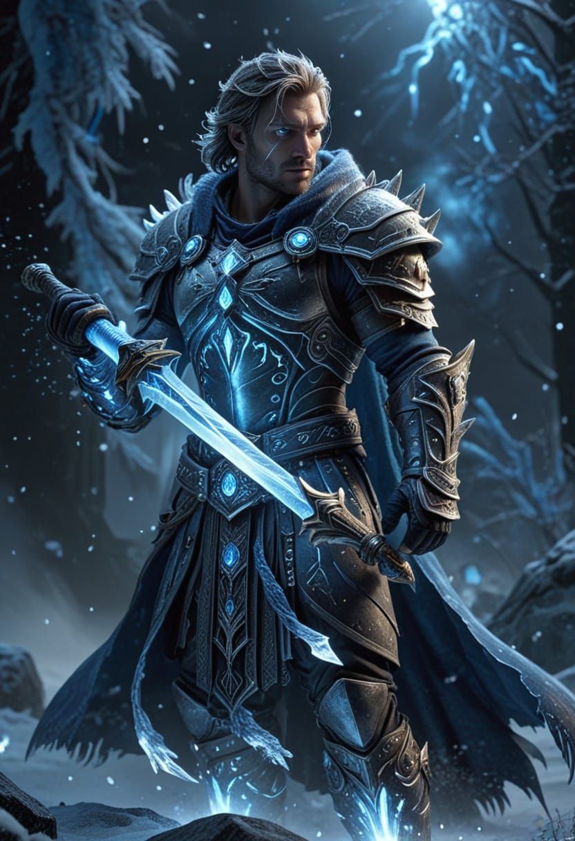 Frost Warrior in Frozen Arena with Cryo-Energy