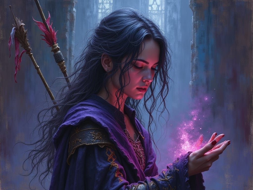 Ritual in Haunted Castle: Sfumato Chiaroscuro Impasto Acryli...