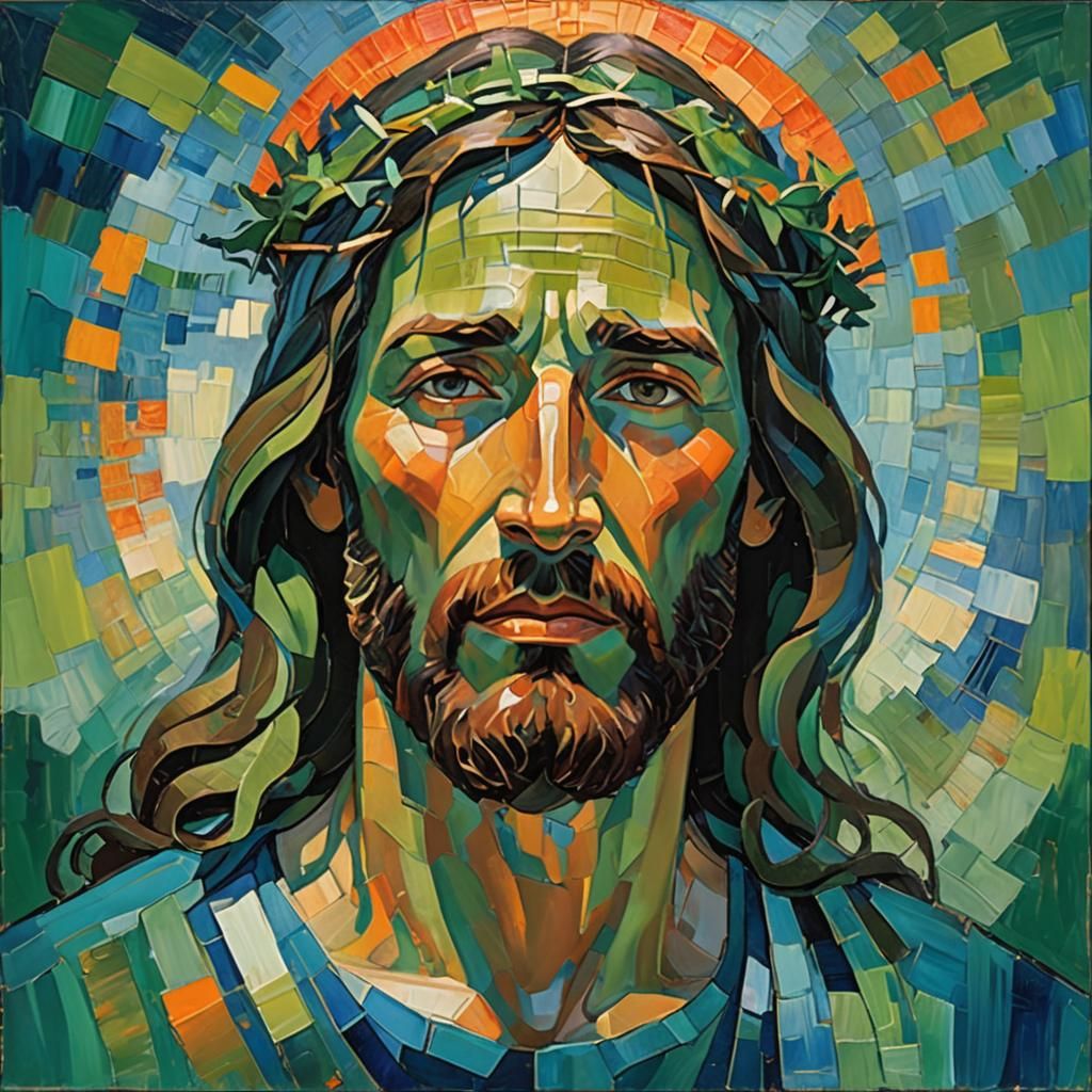 Jesus Christ Portrait in Expressionist Oil Painting