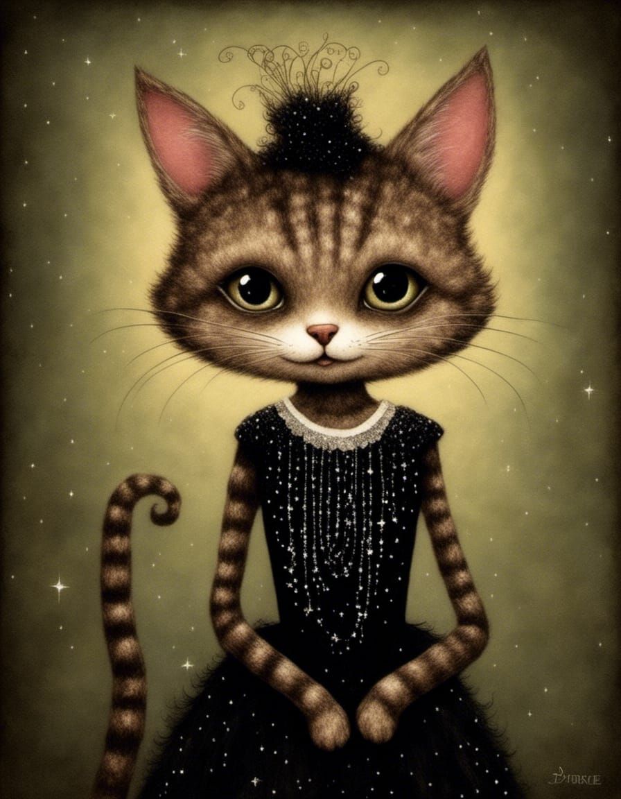 Little cat in the little black dress.