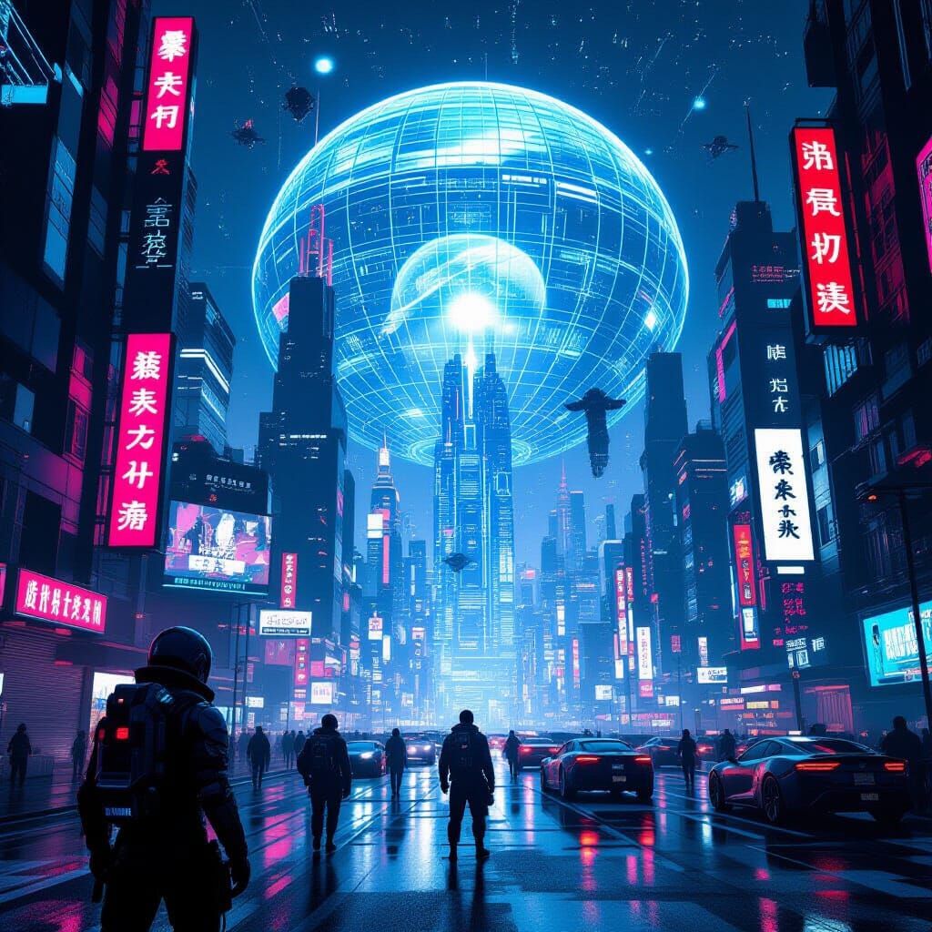Cyberpunk City Under Siege: Hologram Dome Defense