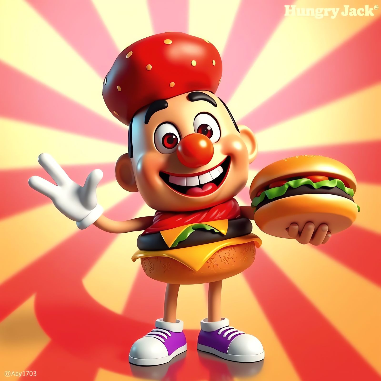 Hungry Jack's Mascot: 3D Digital Art Concept