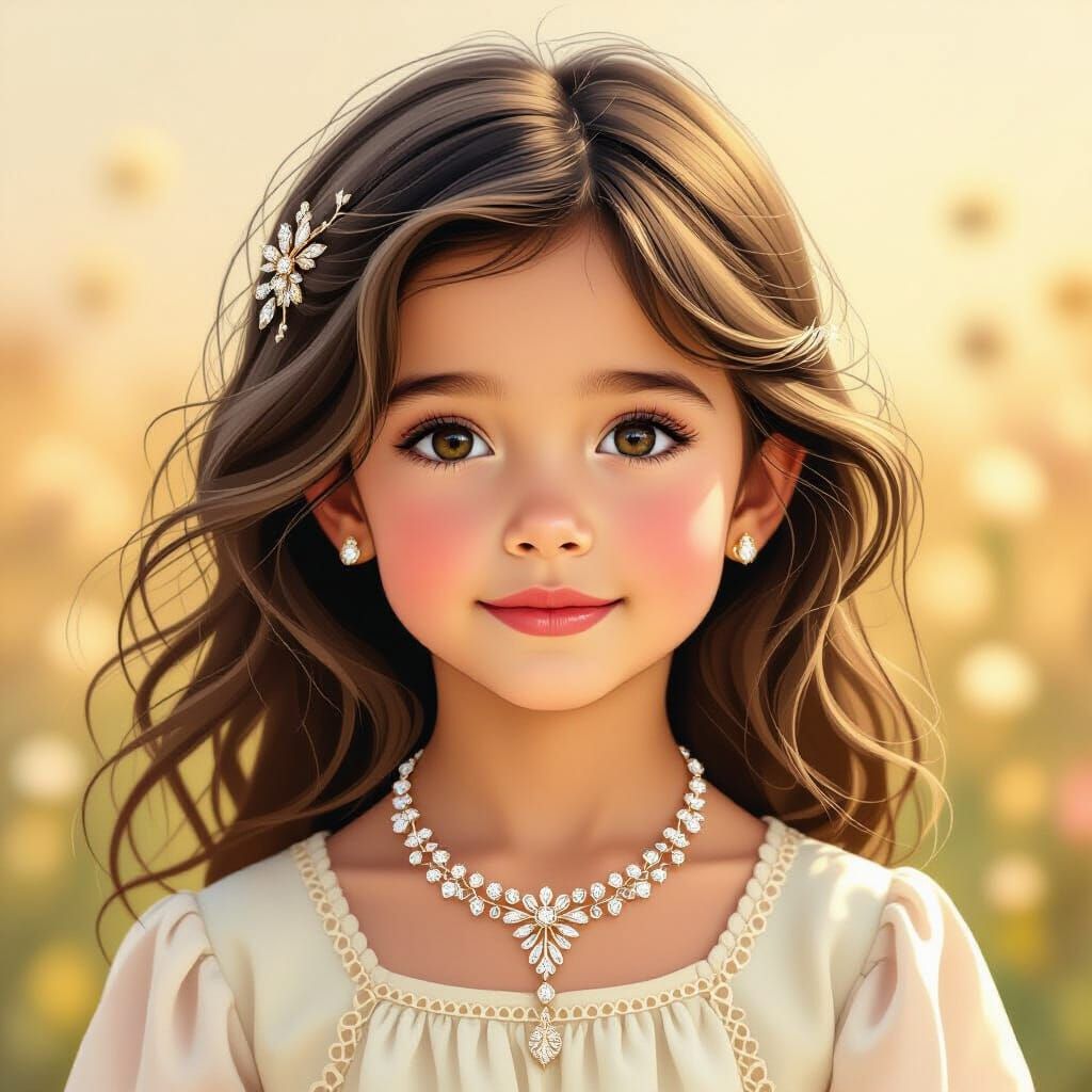 Girl with Necklace in Art Nouveau Style