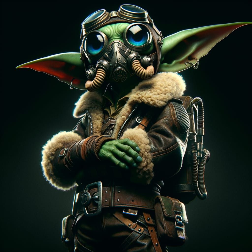 Dieselpunk Goblin Pilot in Comic Book Style