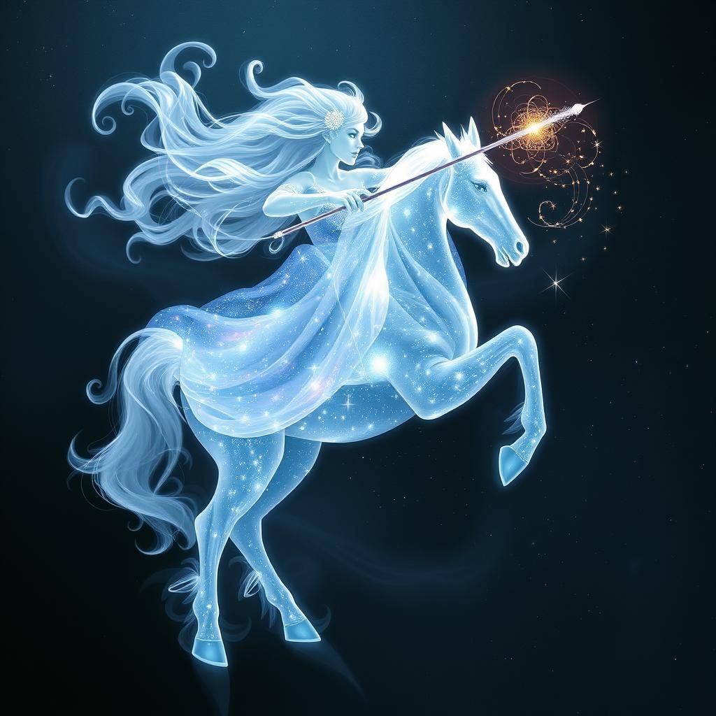 Ethereal Spectral Sagittarius Centaur in Cosmic Galaxy