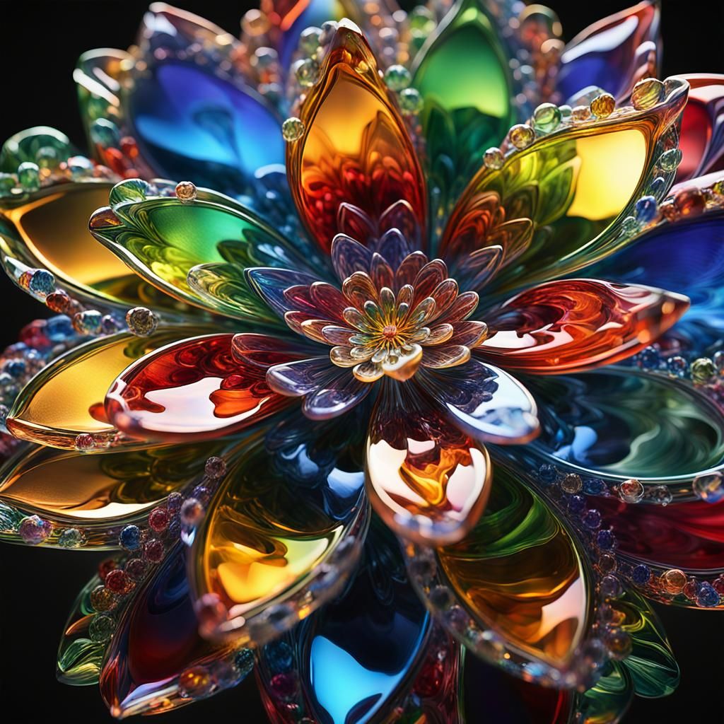 Kaleidoscopic Glass Flower in Ethereal Light