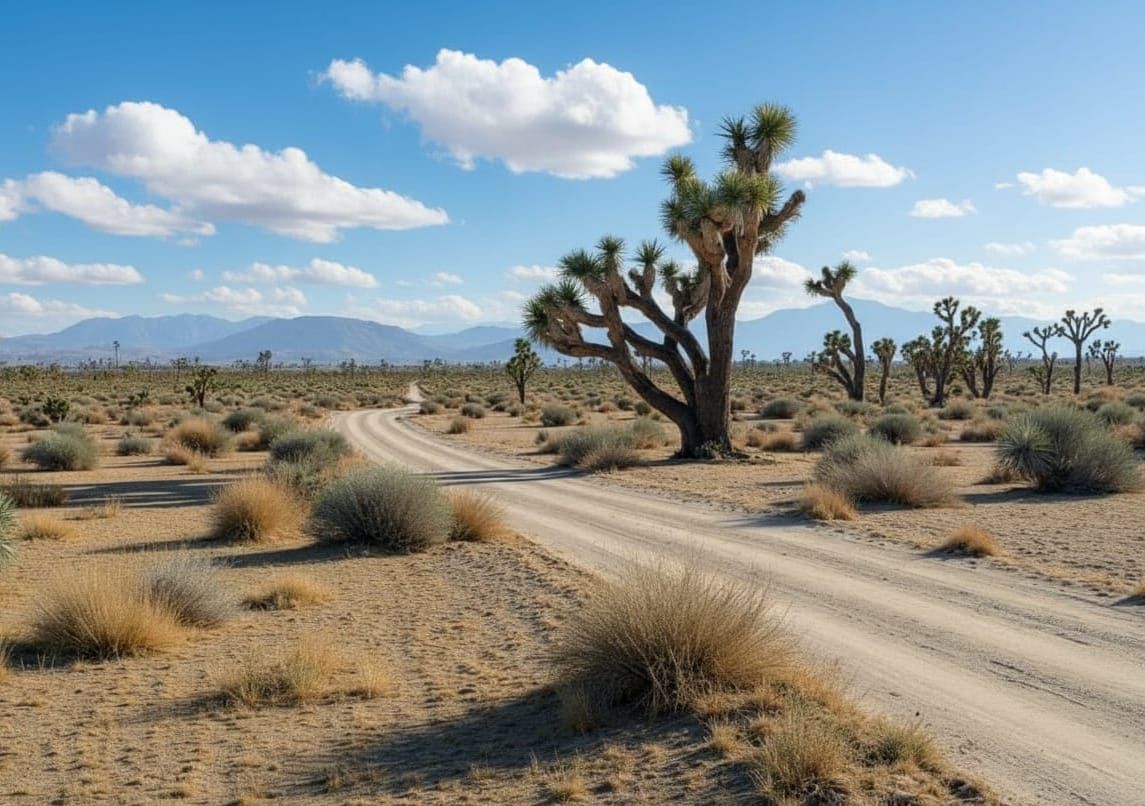 San Gabriel Mountains Overlooking Desert Road