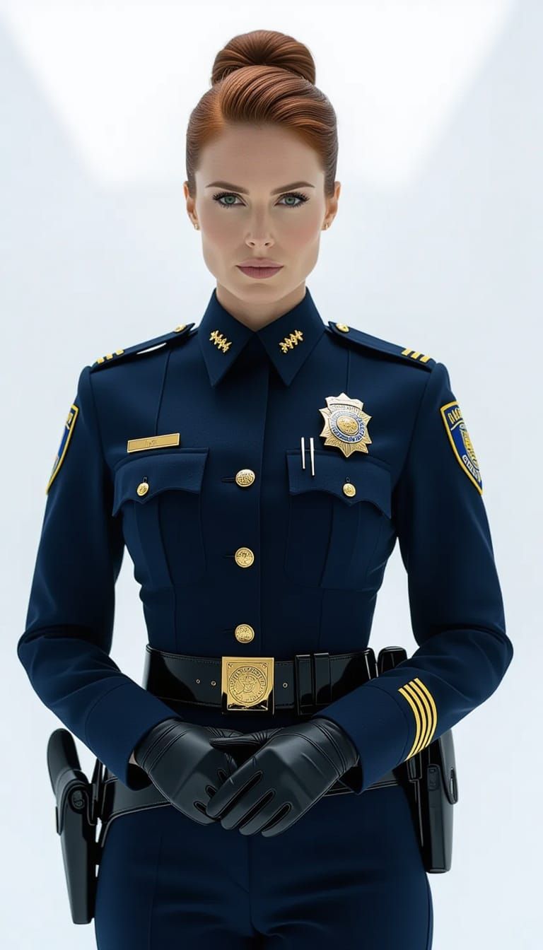 Statuesque Officer Lena in Ultra-Realistic Cinematic Style