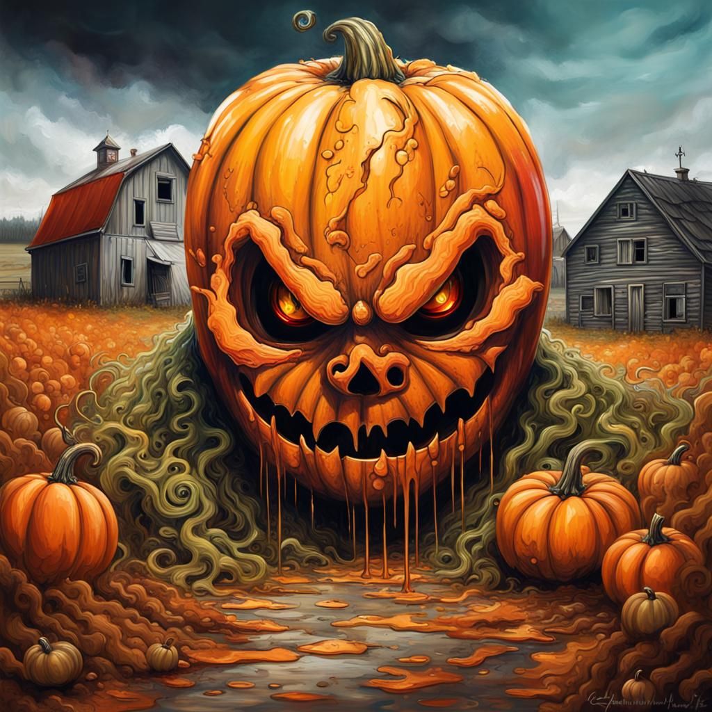 Monster Pumpkin Graffiti Art on the Farm