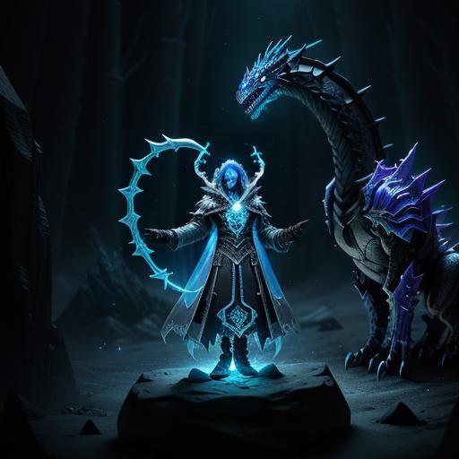 Cyberpunk Mage With a Conjured Dragon