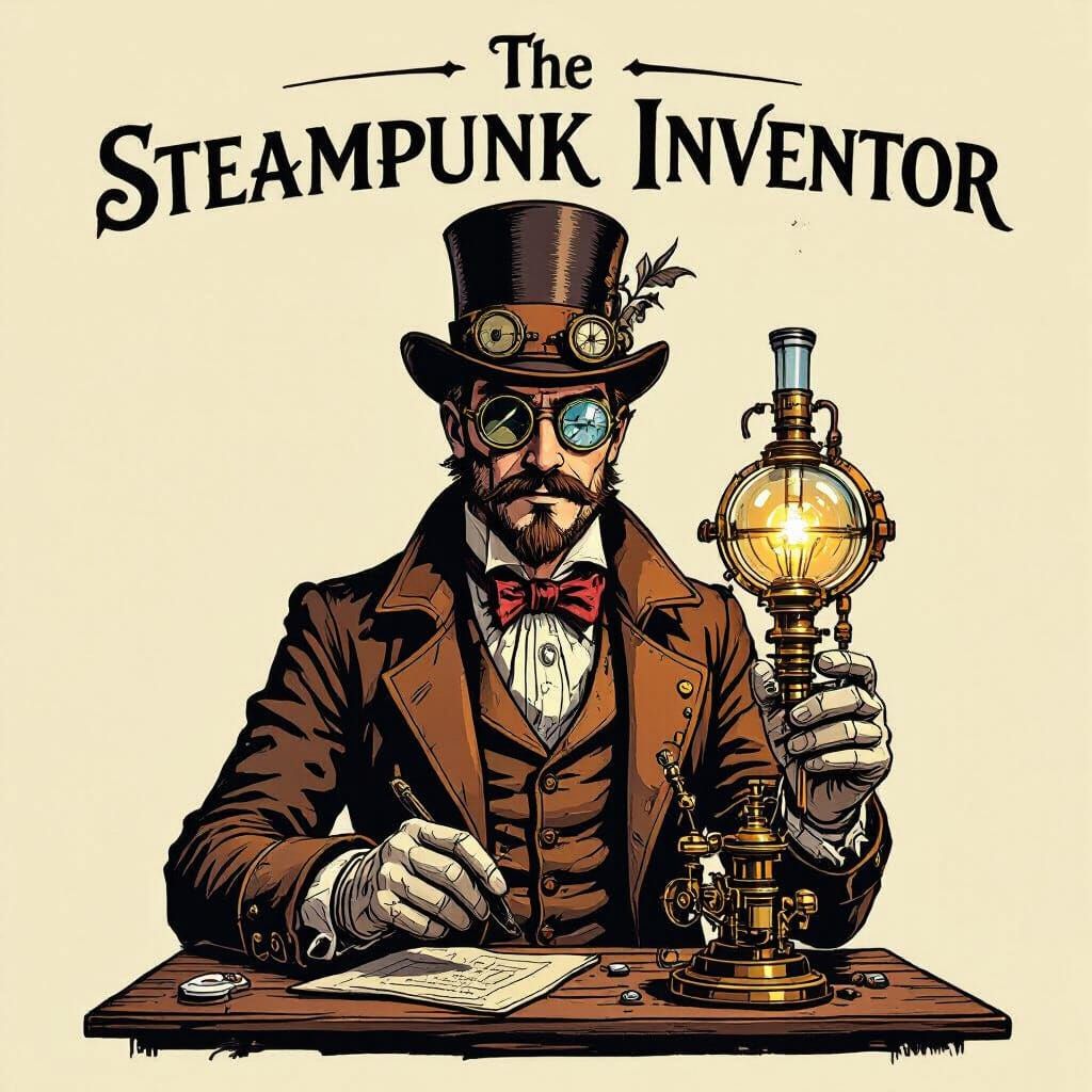 Steampunk Inventor Amidst Gadgets and Gears