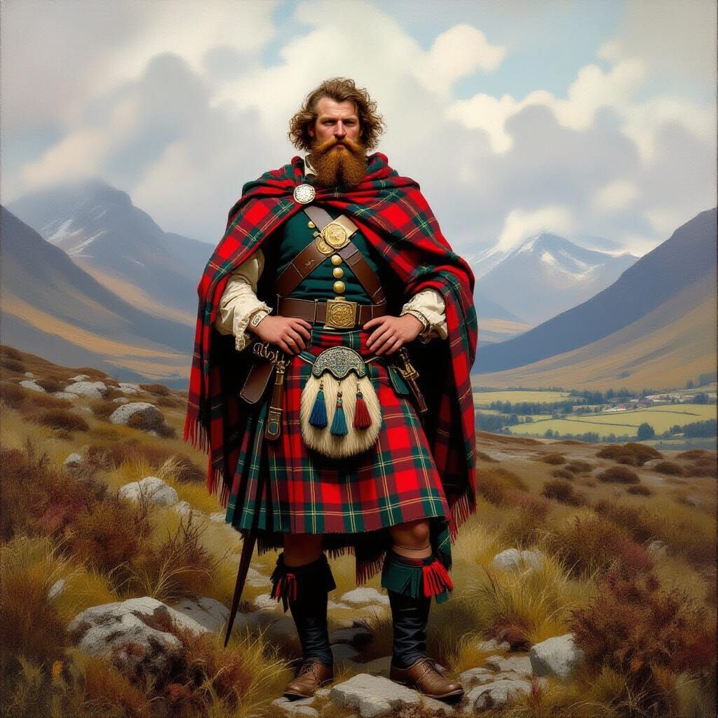 Scottish Highlander in Highland Landscape