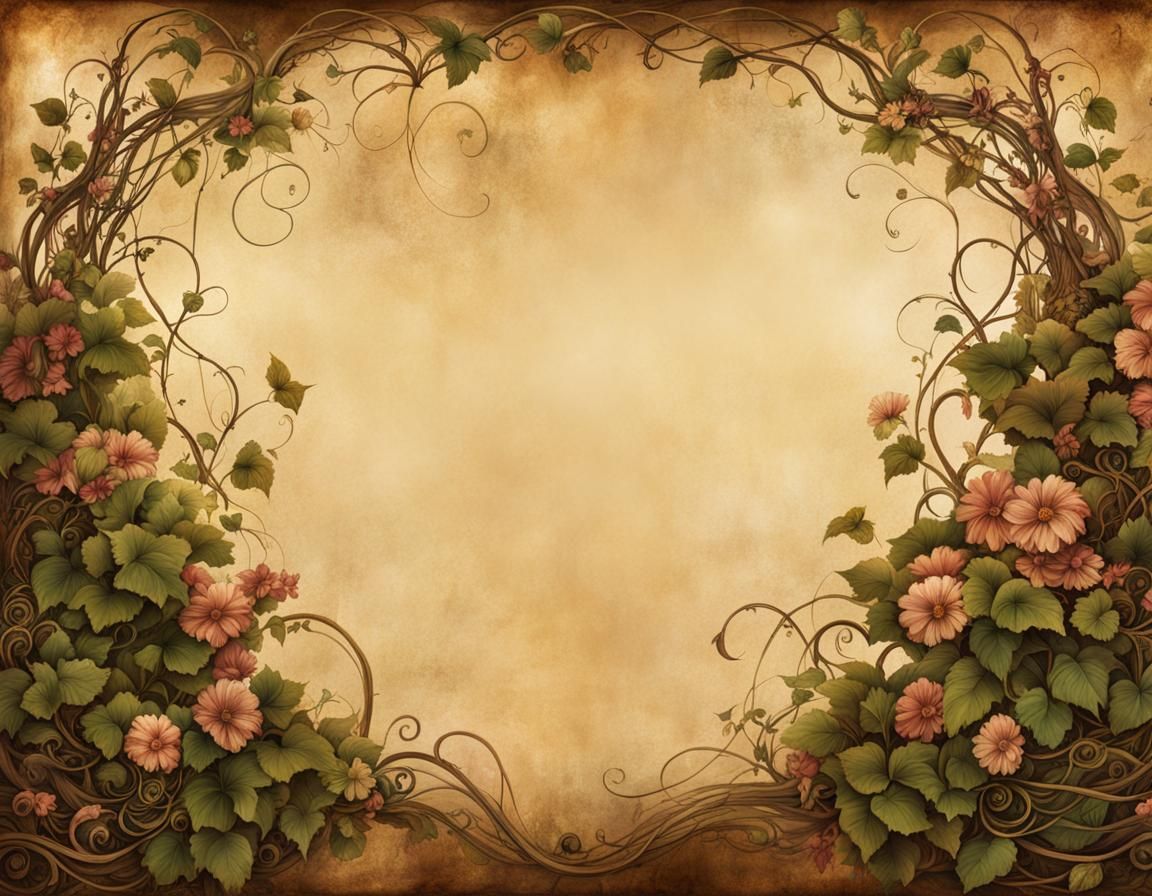 Vintage Floral Page for Junk Journal in Sepia Tones