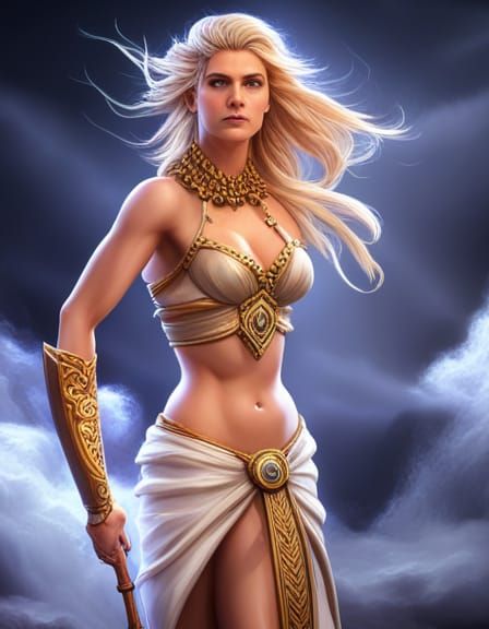 Greek Goddess in Stormy Fantasy Concept Art