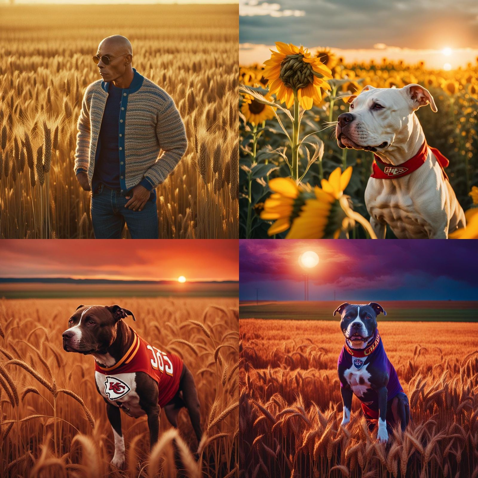 Cinematic Pitbull in Kansas Outfit