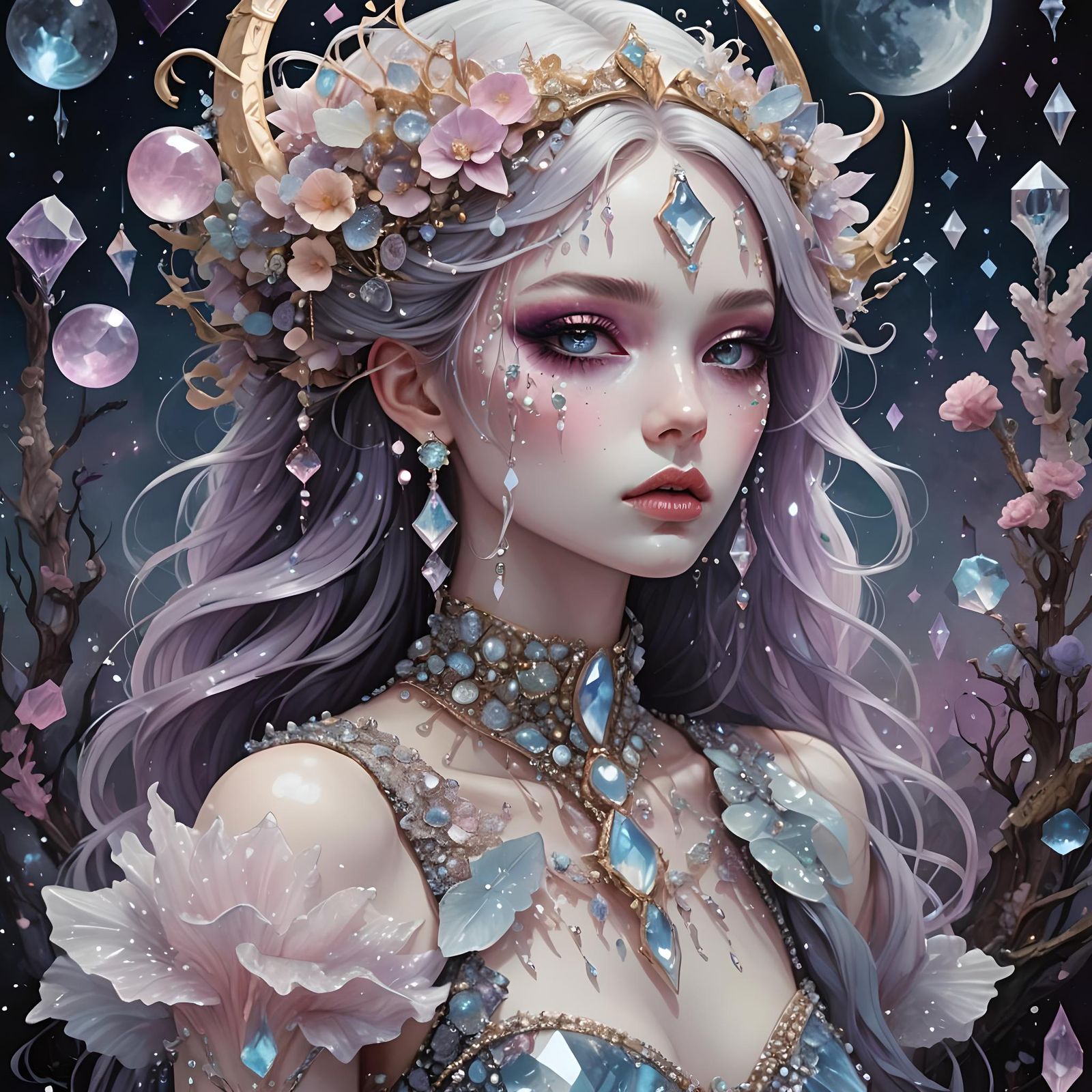 Crystalline Girl in Pastel Goth Style