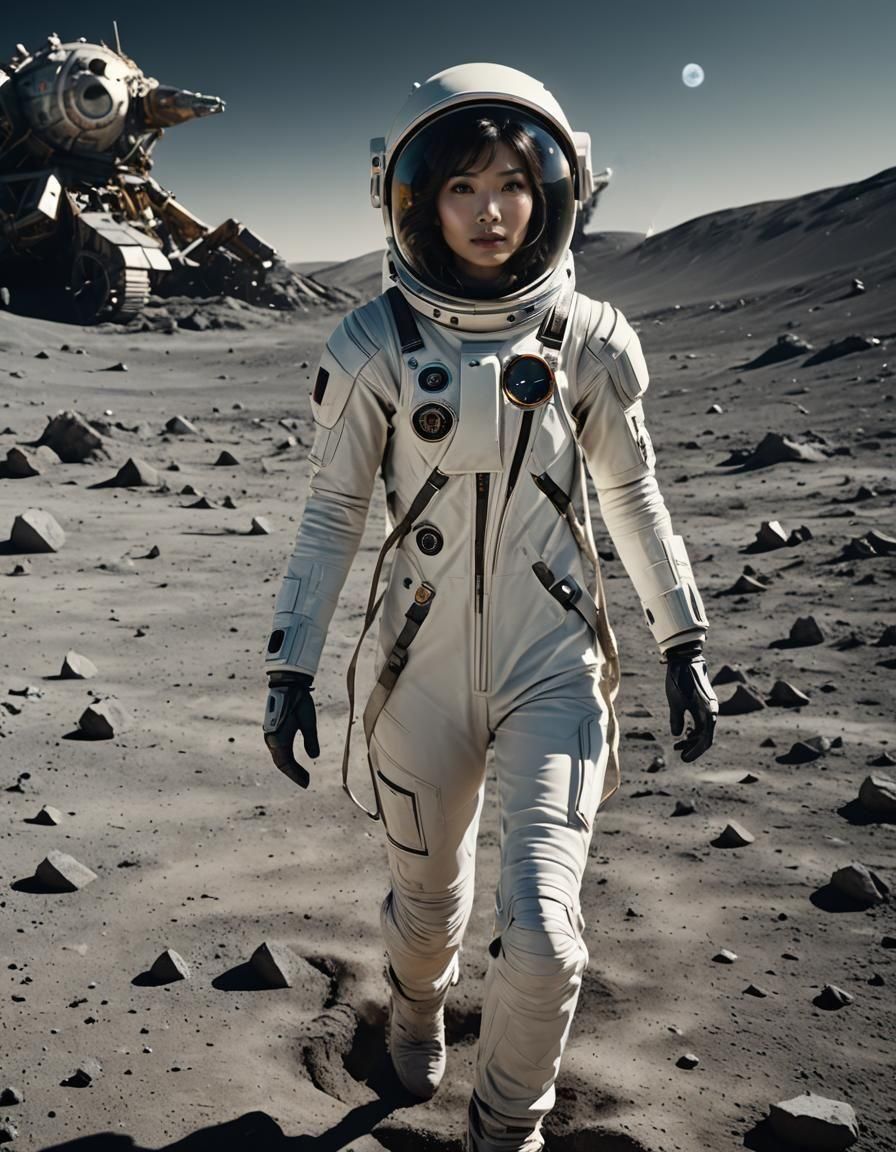 Gemma Chan Stranded on Moon in Spacesuit