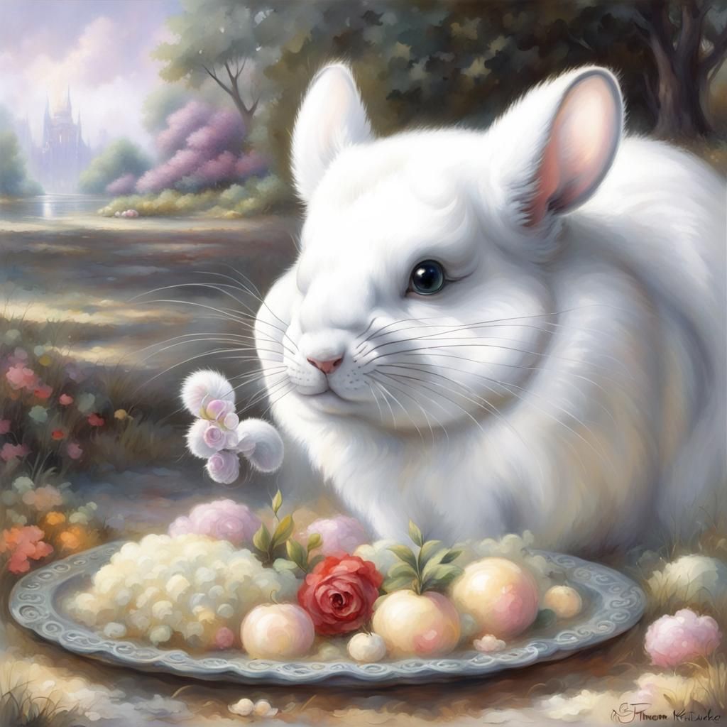 Chinchilla Eating: Ethereal Fantasy Hyperdetailed Portrait