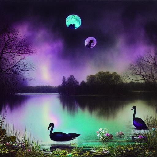 Black Swans on Haunted Lake: Gothic Victorian Art