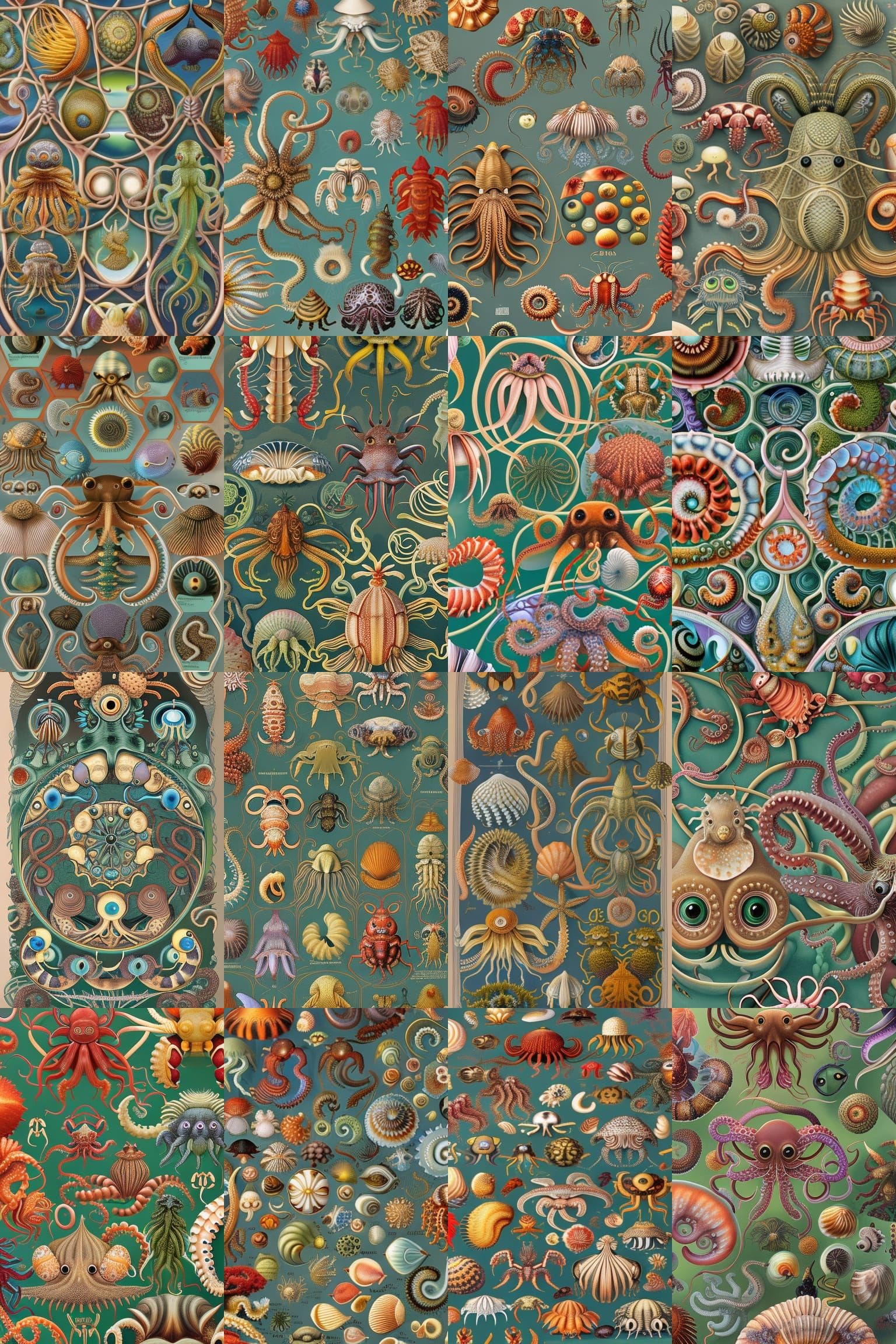 Detailed Book Illustration: Sea Creatures and Robot