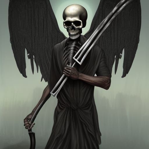 Dark Angel with Scythe Fantasy Concept Art