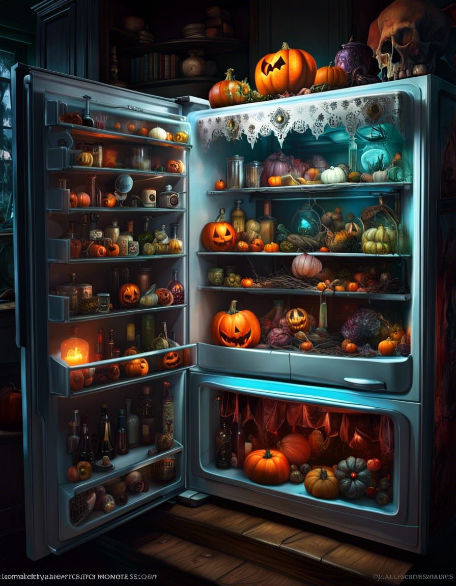 Spooky Halloween Refrigerator in Fantasycore Style