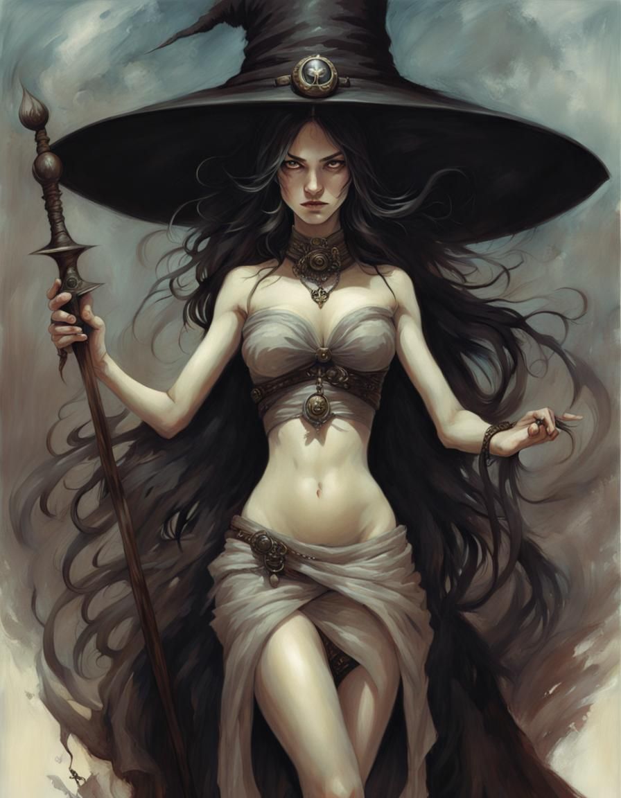 Fantasy Witch Illustration in Gerald Brom Style