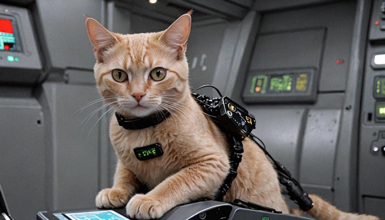 Borg Cat with Data on Enterprise-D