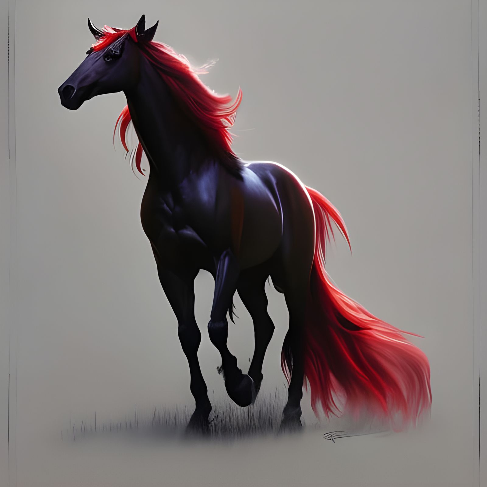 Sinister Red-Eyed Horse with Fiery Mane