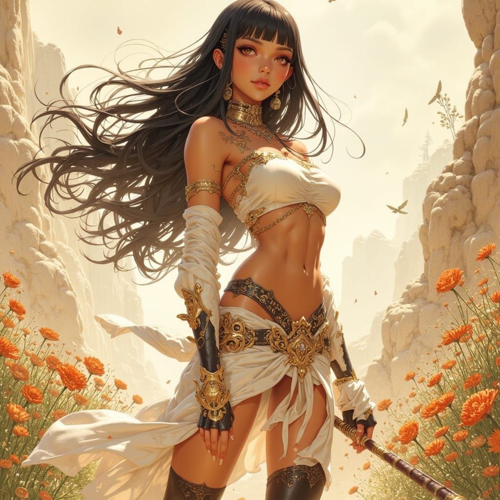 Surreal Warrior Princess in Anime Style