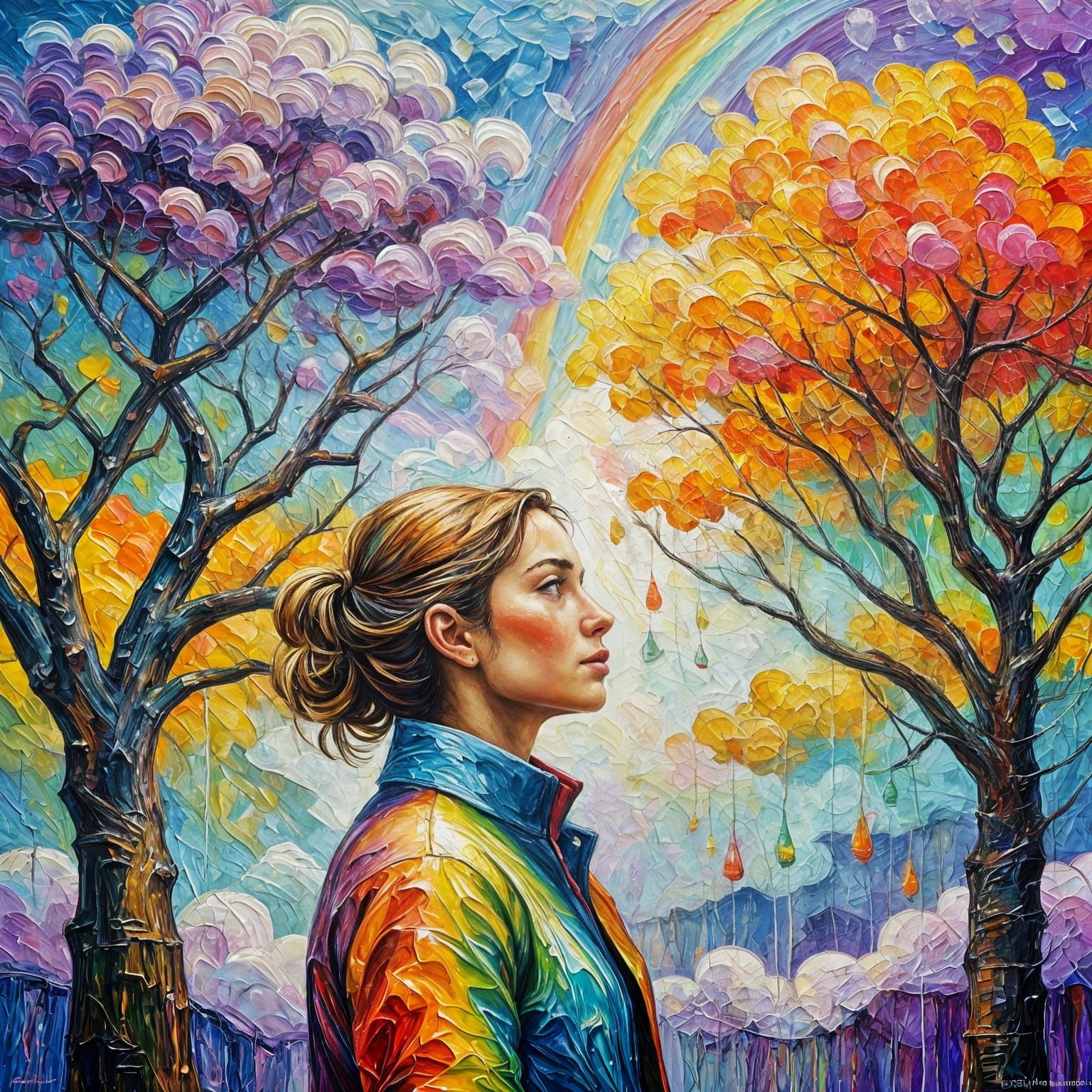 Neo-Impressionist Oil Painting after the Rain