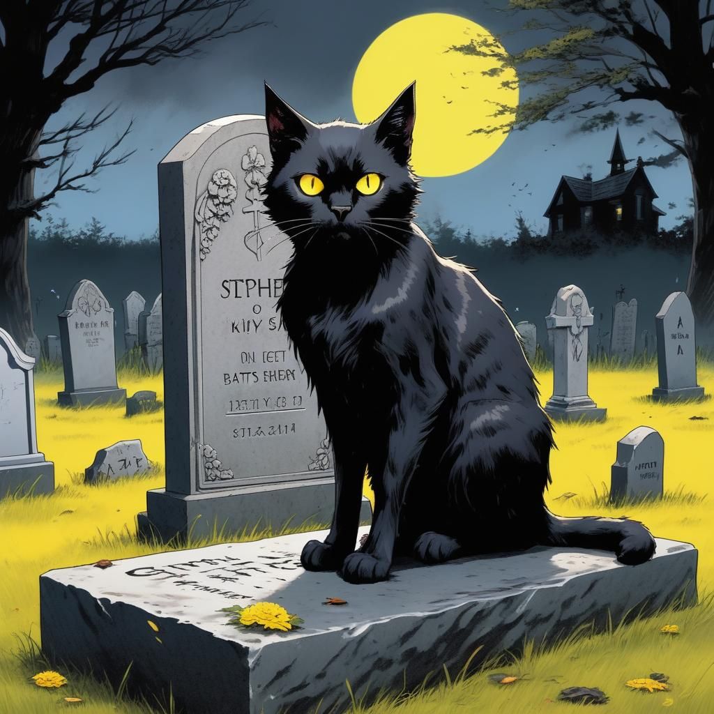 Scary Black Cat in Pet Sematary Style
