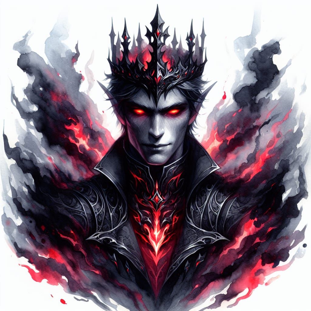 Sinister King with Crimson Flames, Digital Art