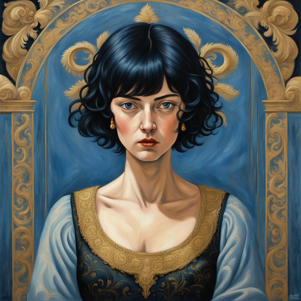 Noir Woman Portrait in Dreamy Impasto Style