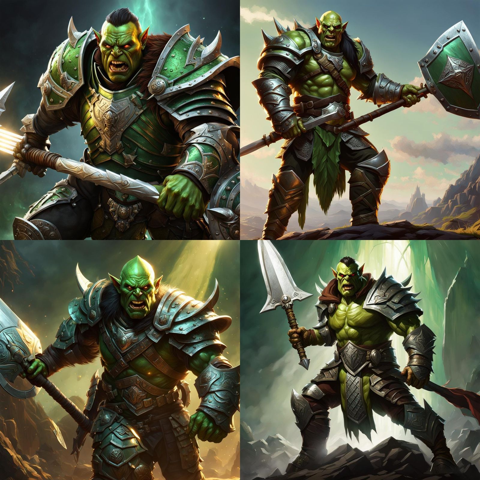 Half-Orc Warrior with Mace, Dark Fantasy Concept Art