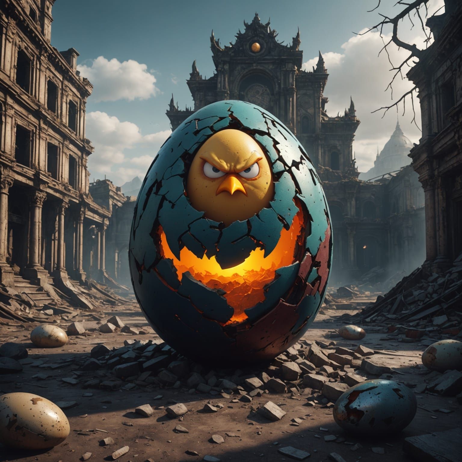 Menacing Egg in Abandoned World: Fantasy Concept Art