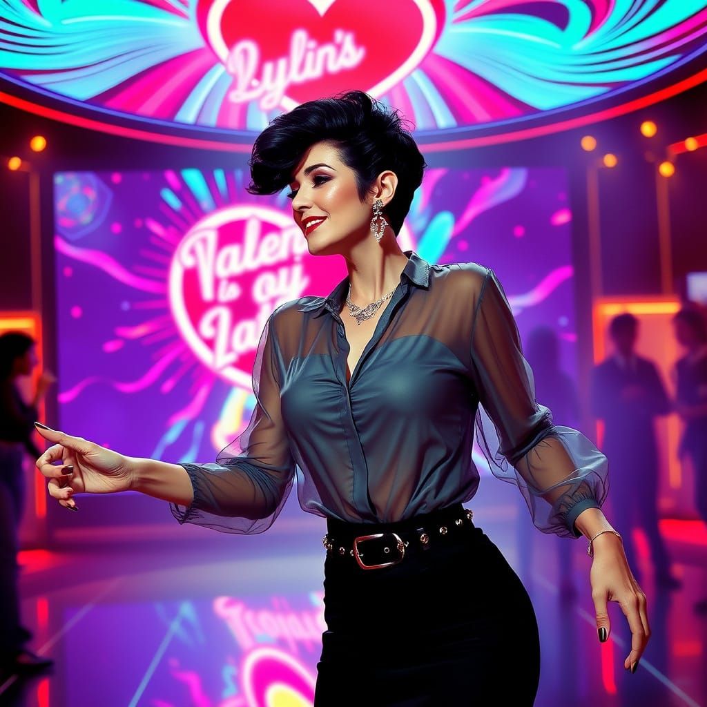 Androgynous Disco Dancer in Cyberpunk Elegance