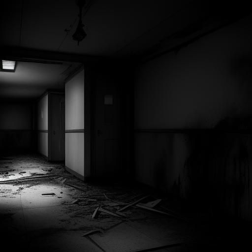 Eerie Monochrome Abandoned Hospital in Shadows